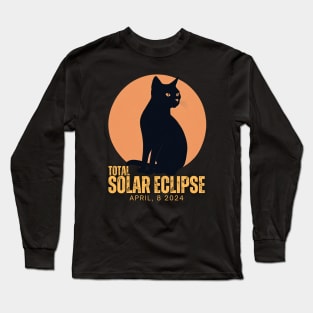 TOTAL SOLAR ECLIPSE 2024 MOON CAT Long Sleeve T-Shirt